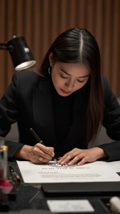 woman busy with logo design, formal, black and gold colour code (1)